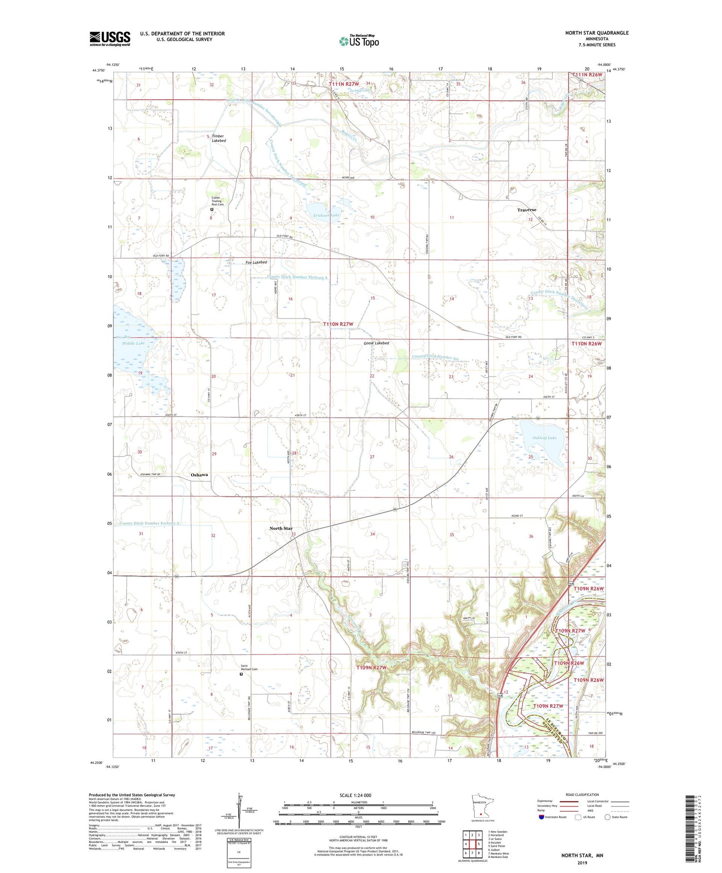 North Star Minnesota US Topo Map Image