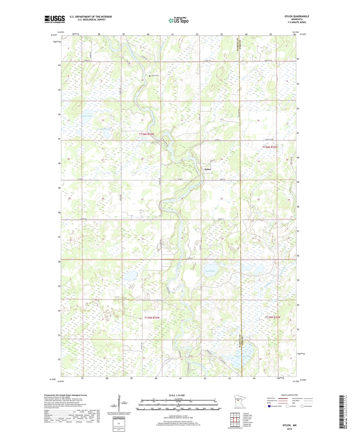 Oylen Minnesota US Topo Map Image