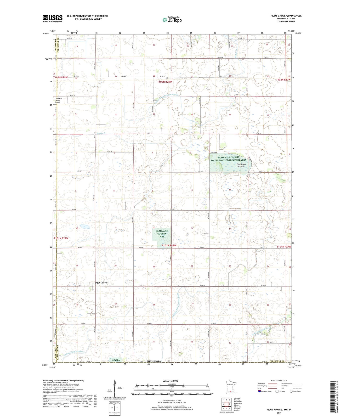 Pilot Grove Minnesota US Topo Map Image