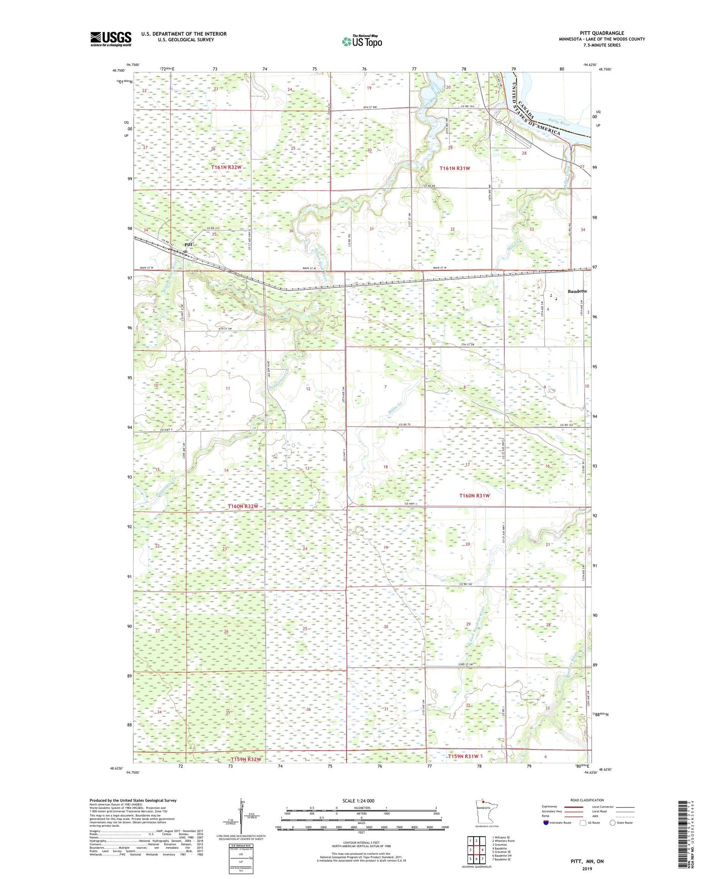 Pitt Minnesota US Topo Map Image