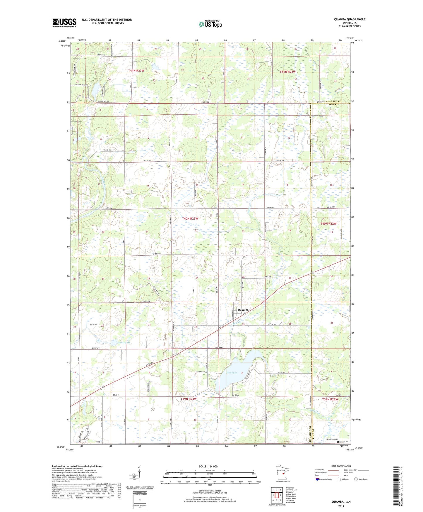 Quamba Minnesota US Topo Map Image