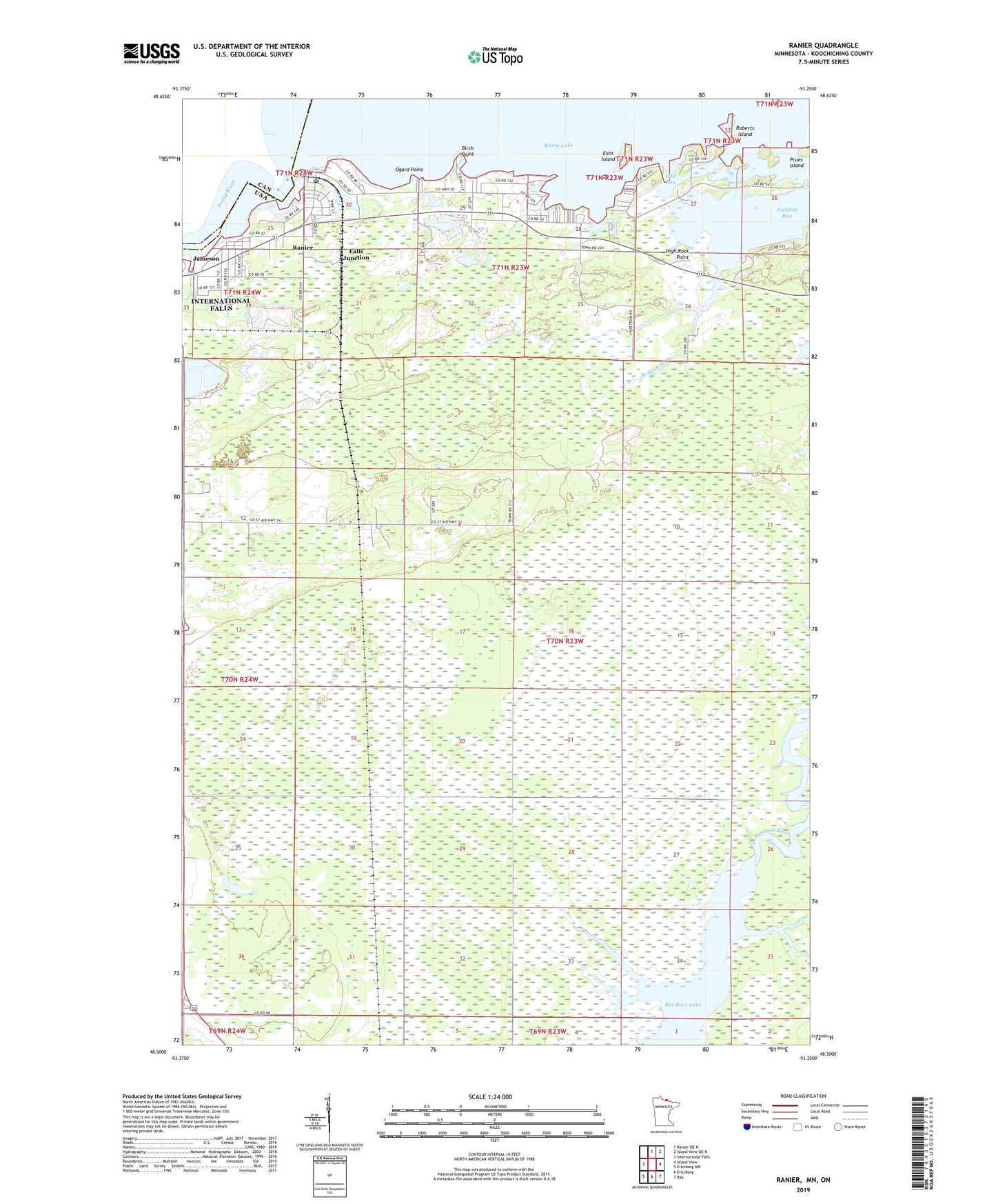 Ranier Minnesota US Topo Map Image