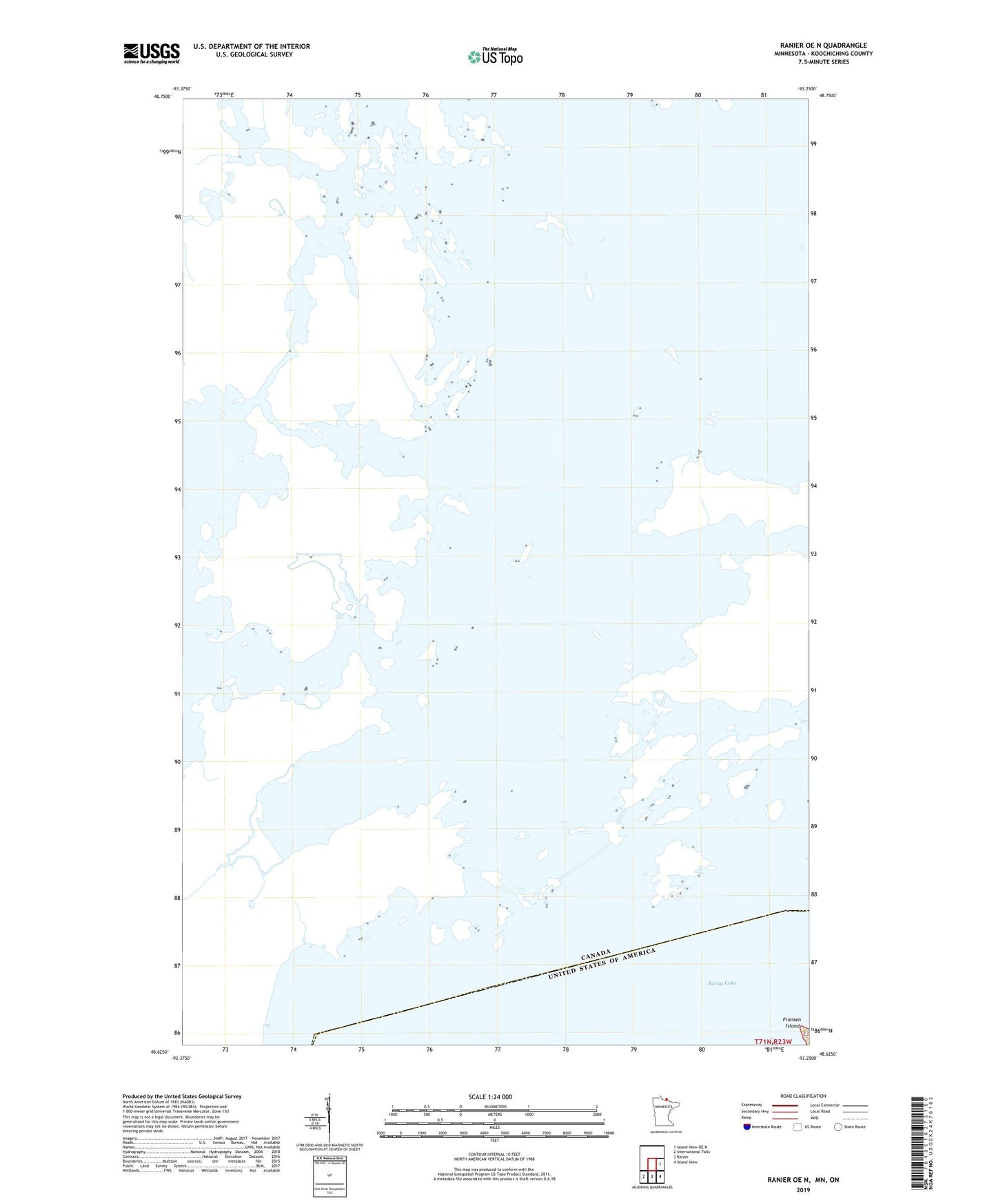 Ranier OE N Minnesota US Topo Map Image