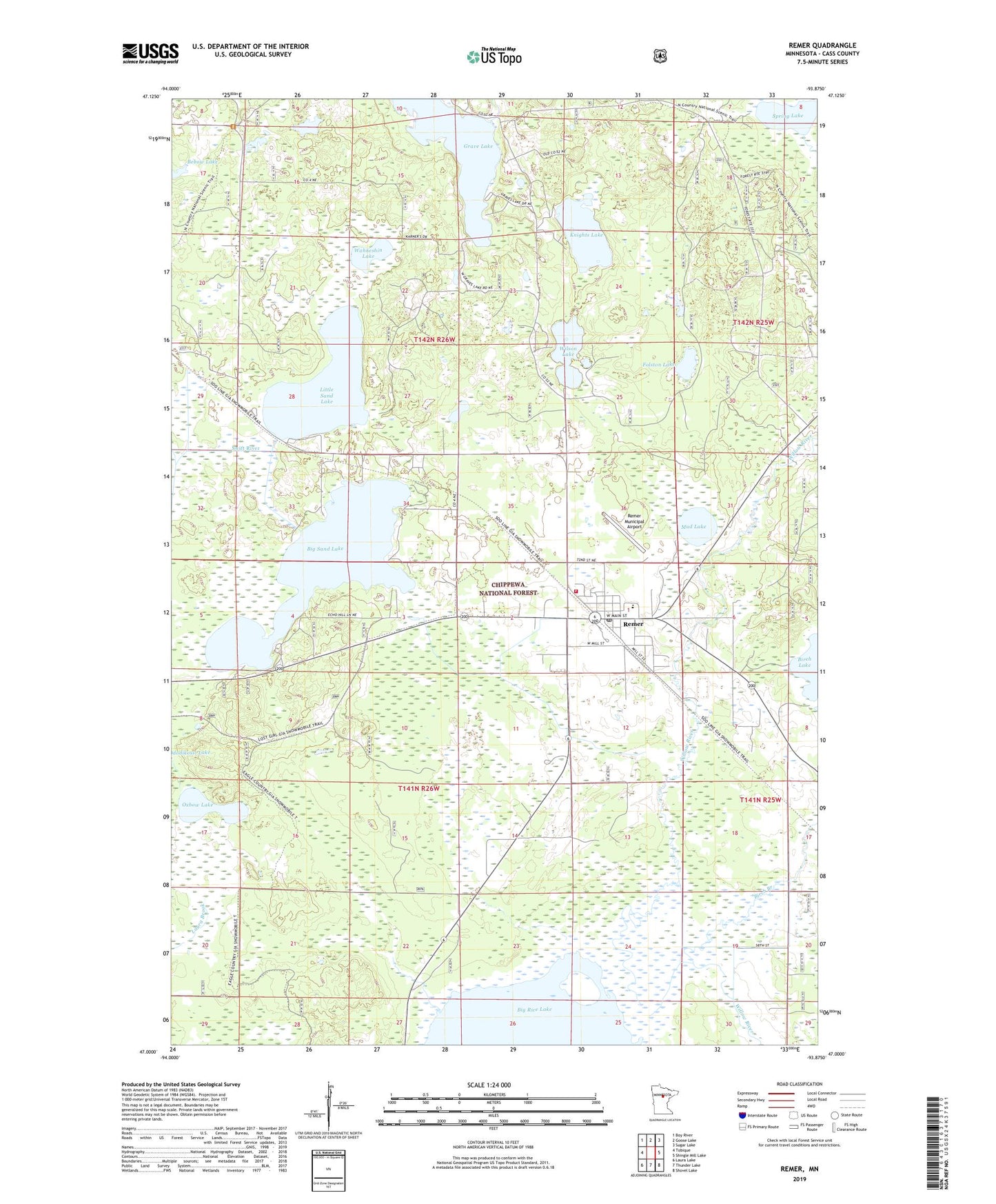 Remer Minnesota US Topo Map Image