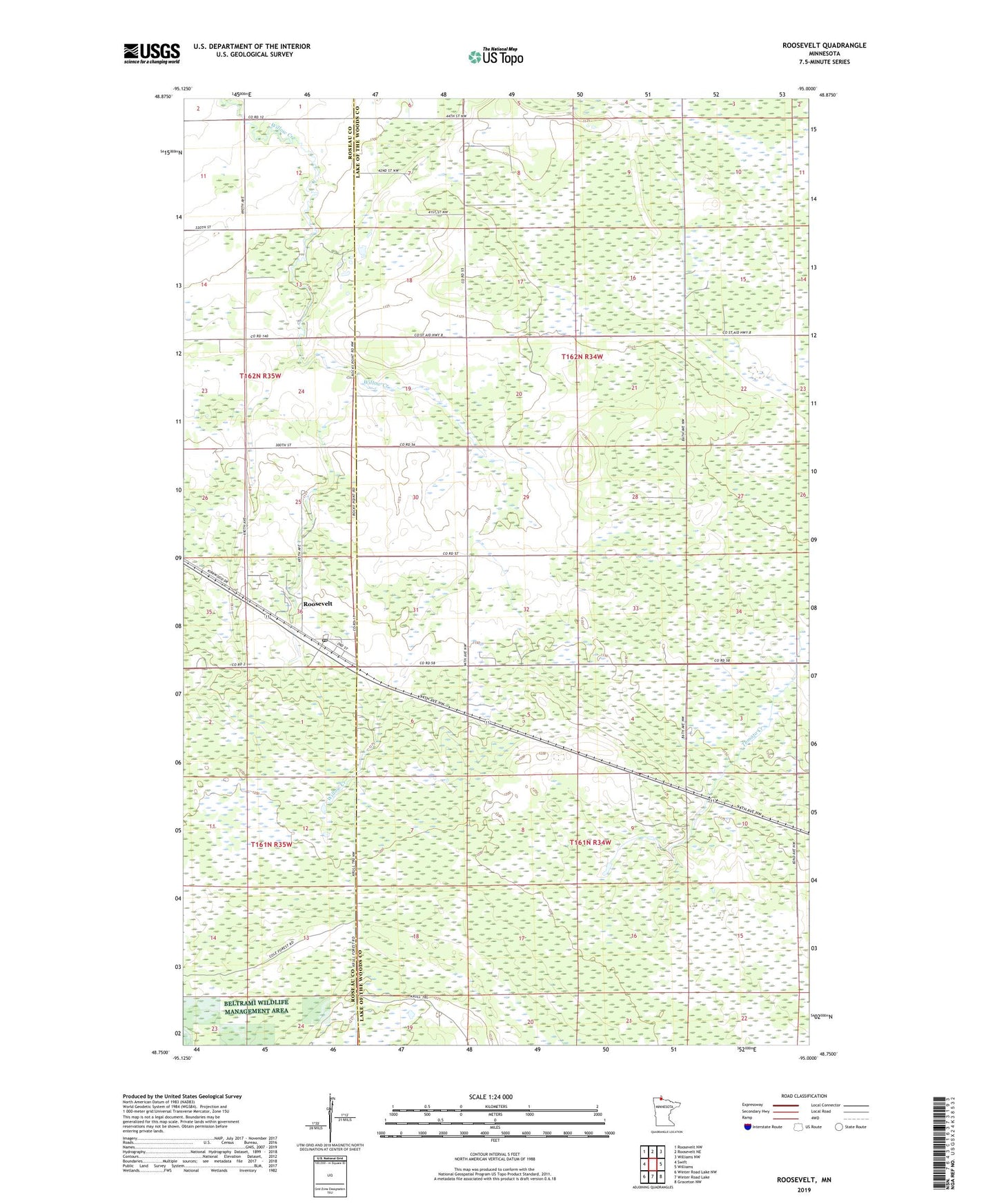 Roosevelt Minnesota US Topo Map Image