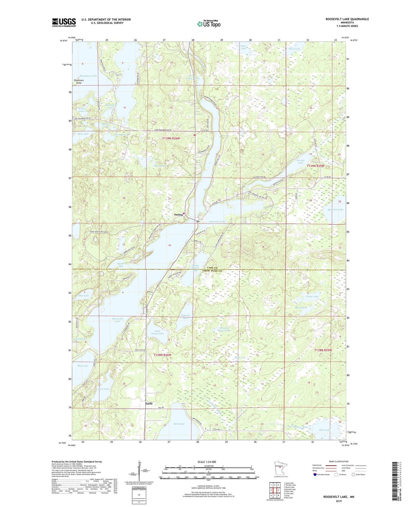 Roosevelt Lake Minnesota US Topo Map Image