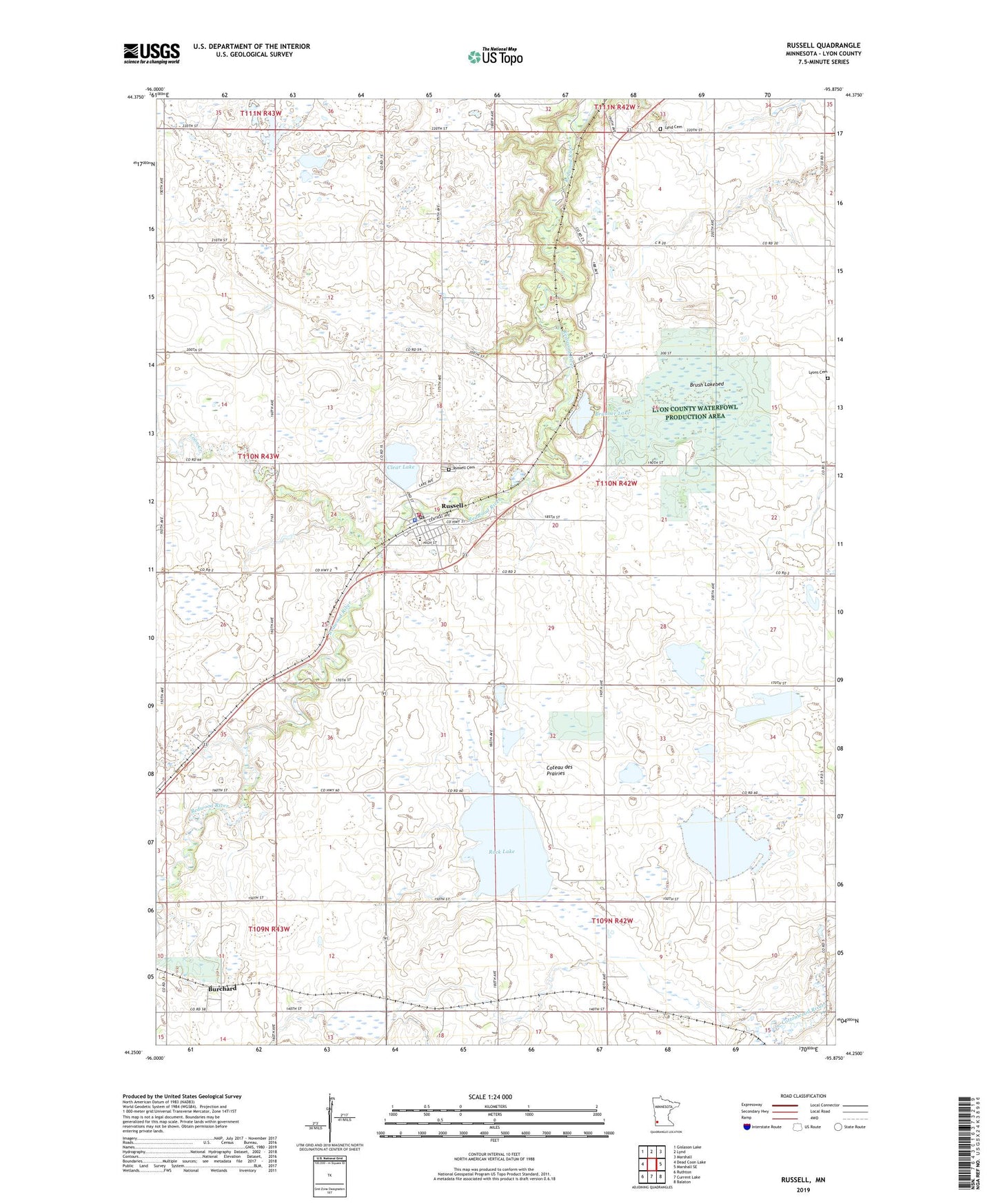 Russell Minnesota US Topo Map Image