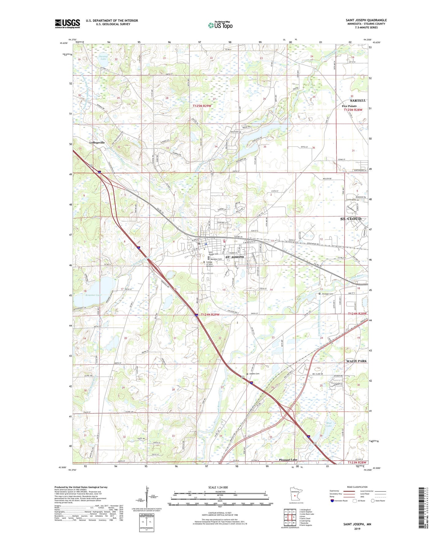 Saint Joseph Minnesota US Topo Map Image
