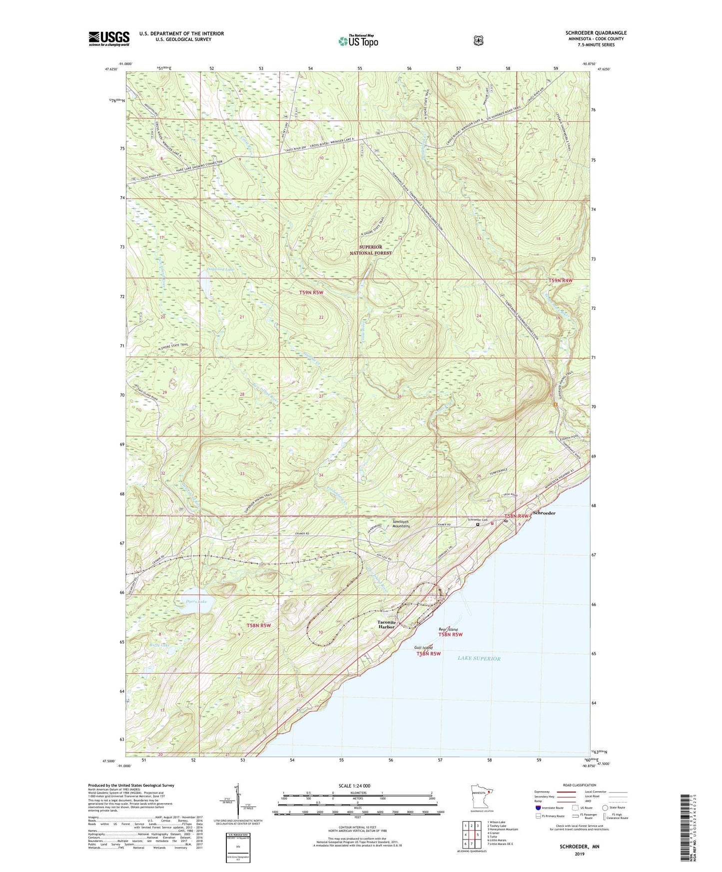 Schroeder Minnesota US Topo Map Image