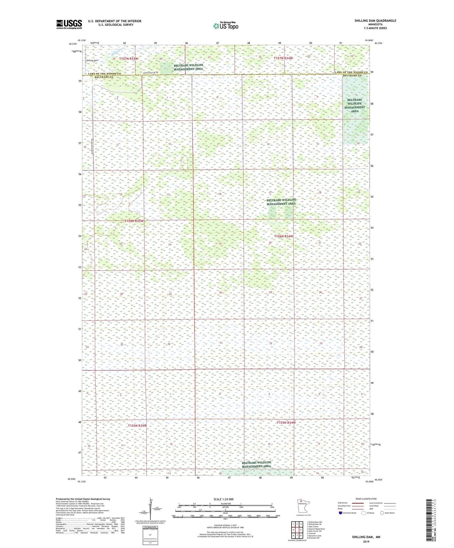 Shilling Dam Minnesota US Topo Map Image