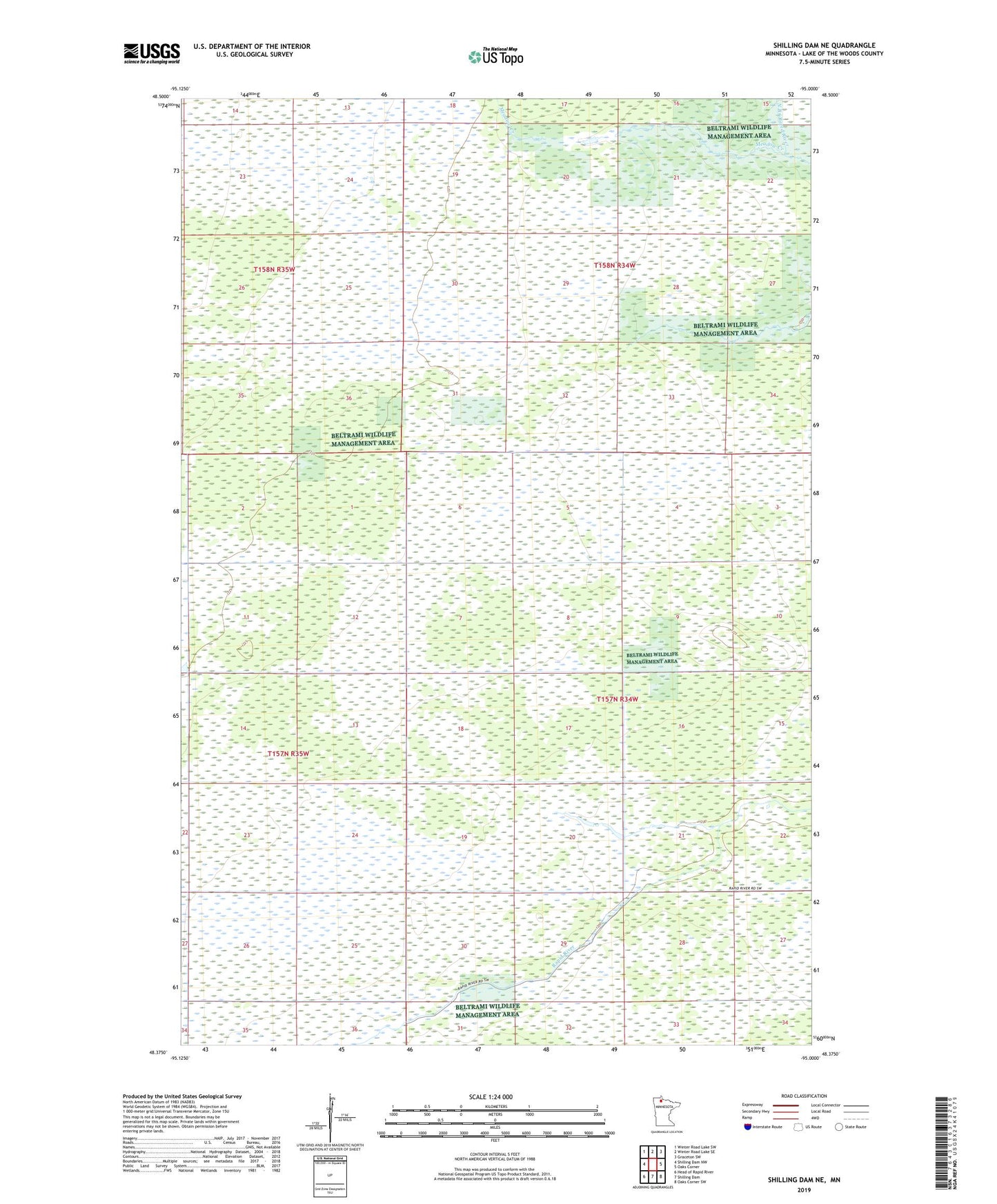 Shilling Dam NE Minnesota US Topo Map Image