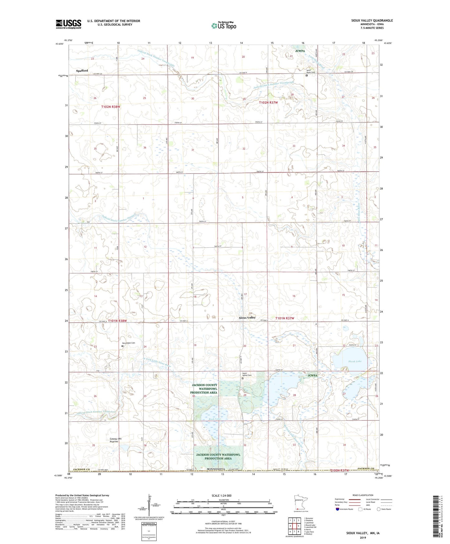 Sioux Valley Minnesota US Topo Map Image