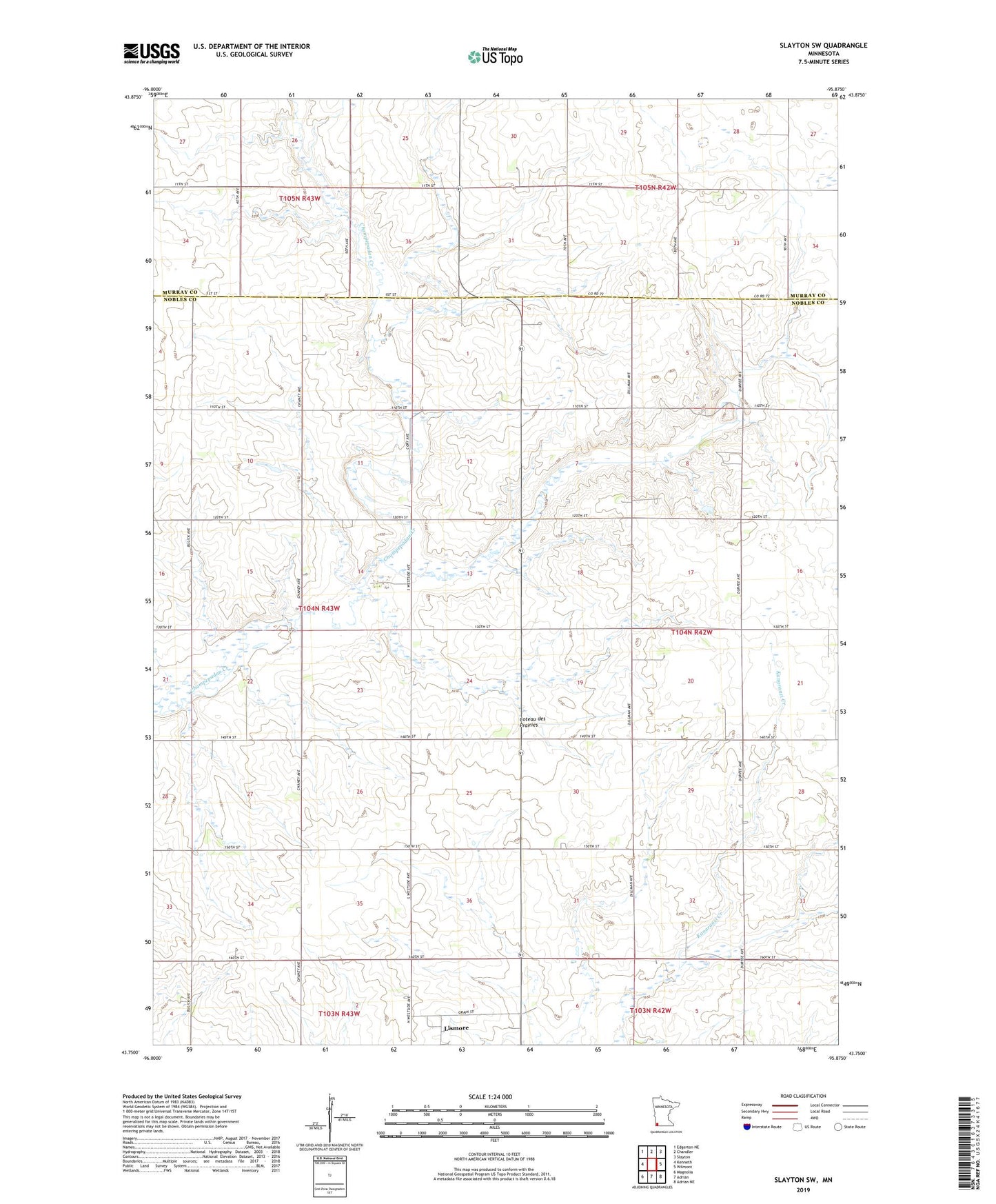 Slayton SW Minnesota US Topo Map Image
