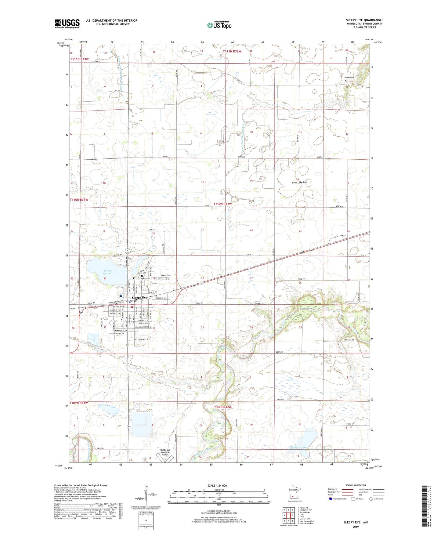 Sleepy Eye Minnesota US Topo Map Image