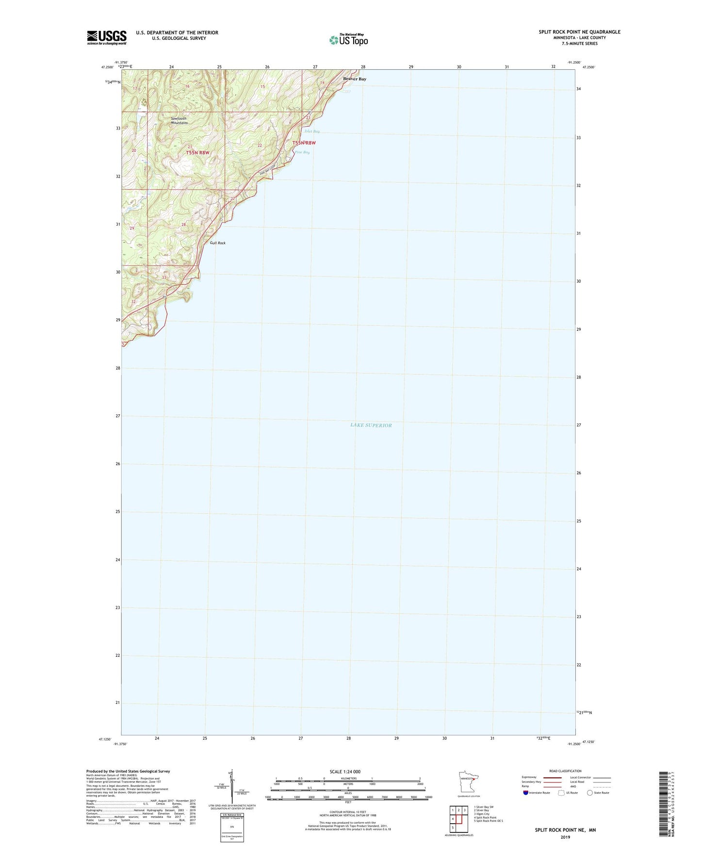 Split Rock Point NE Minnesota US Topo Map Image