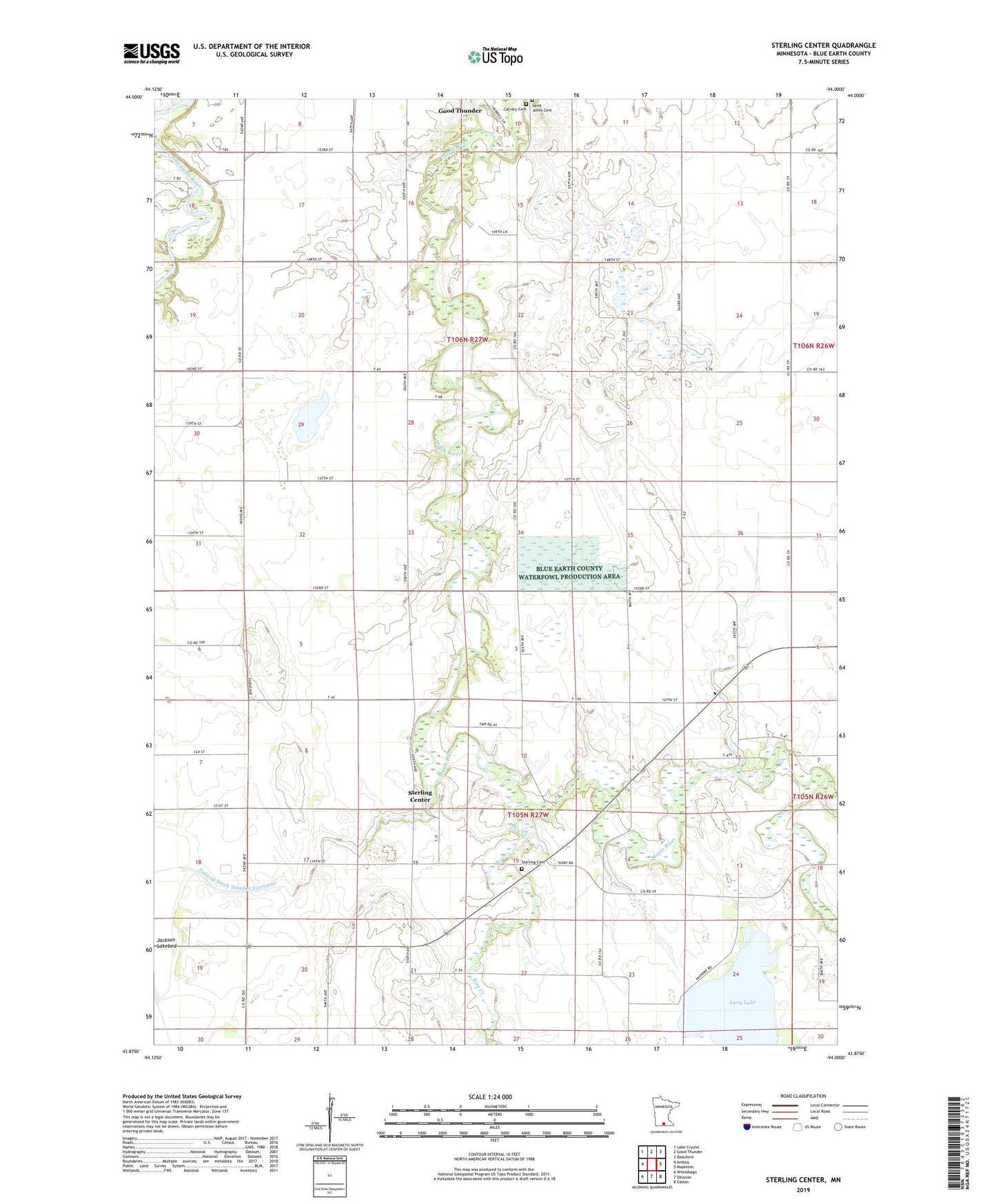 Sterling Center Minnesota US Topo Map Image