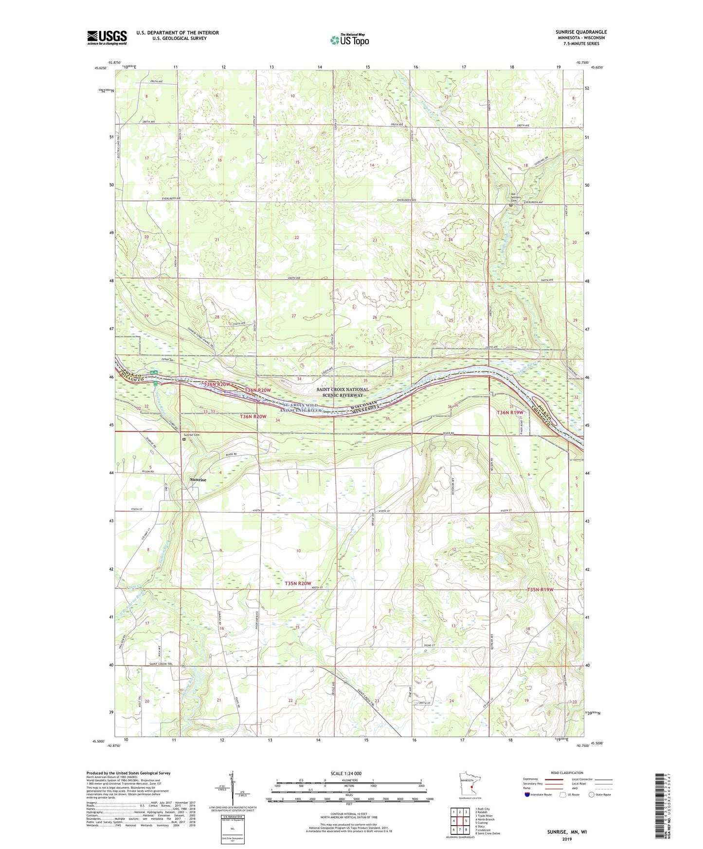 Sunrise Minnesota US Topo Map Image