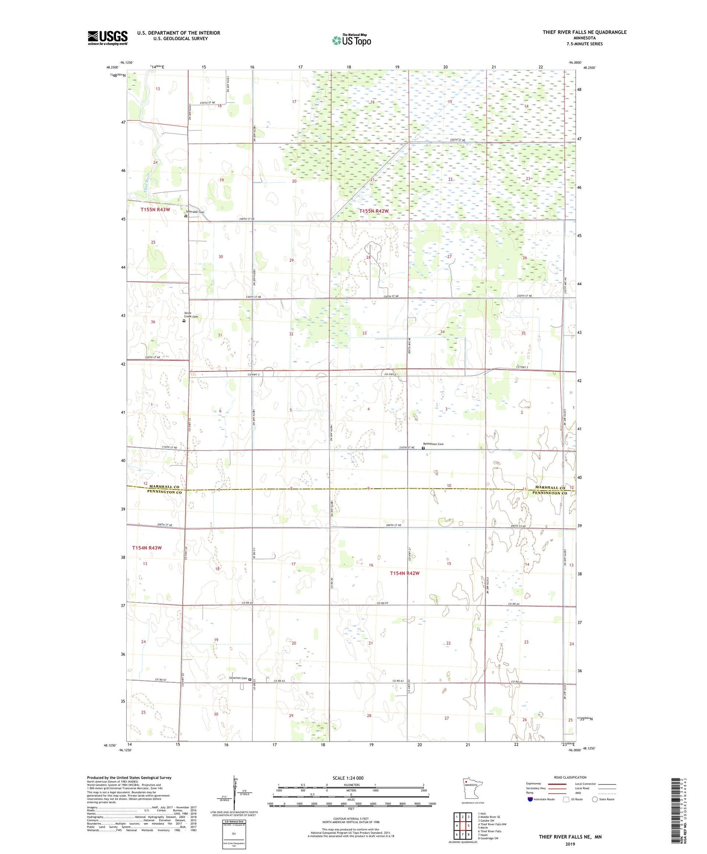 Thief River Falls NE Minnesota US Topo Map Image