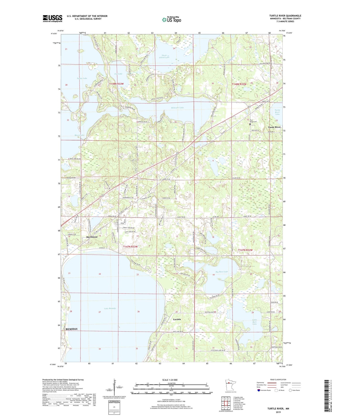 Turtle River Minnesota US Topo Map Image