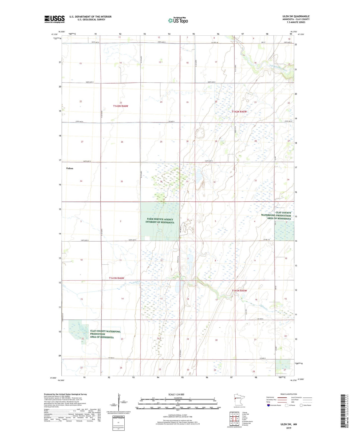 Ulen SW Minnesota US Topo Map Image