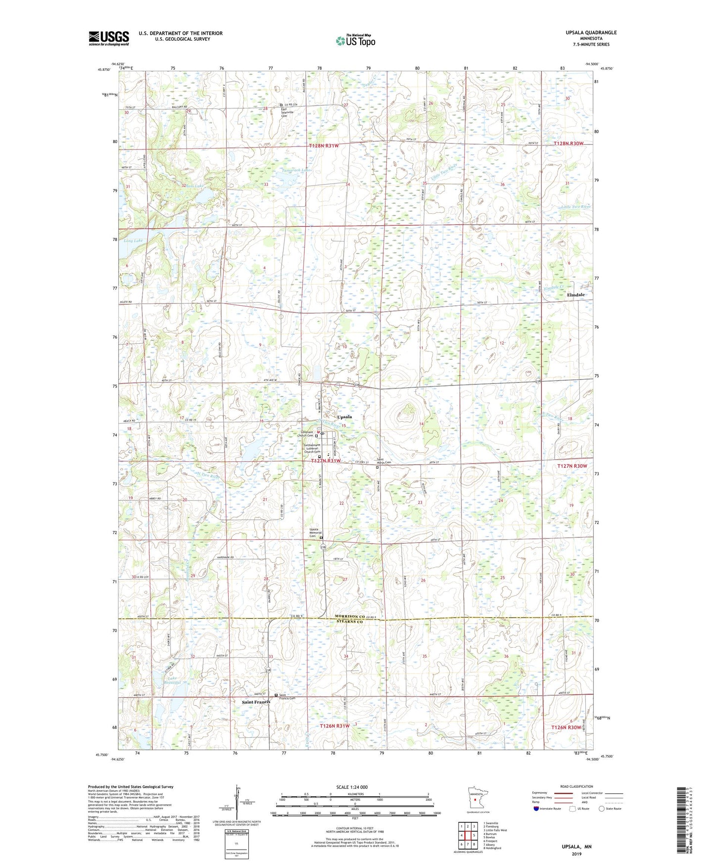 Upsala Minnesota US Topo Map Image