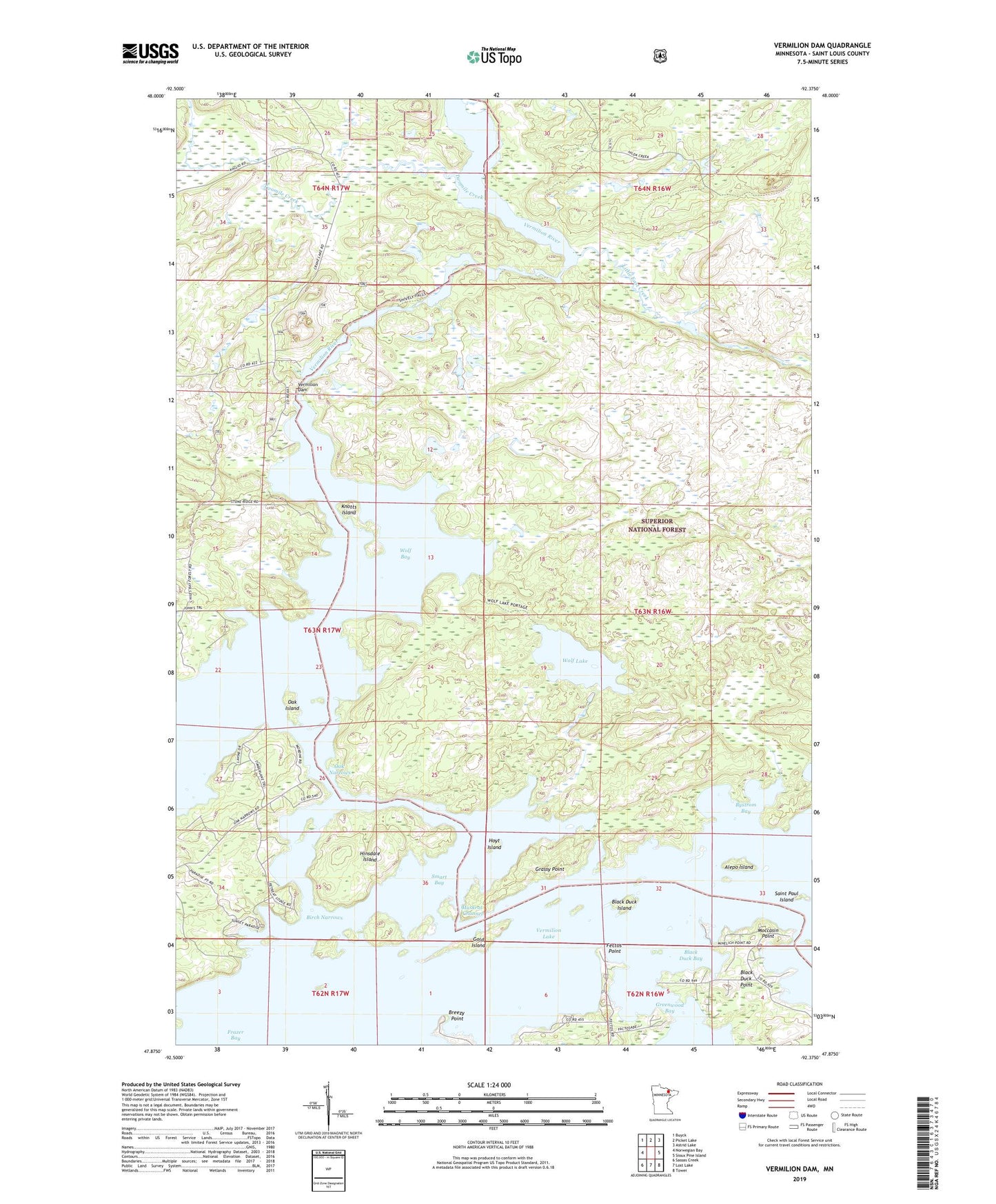 Vermilion Dam Minnesota US Topo Map Image