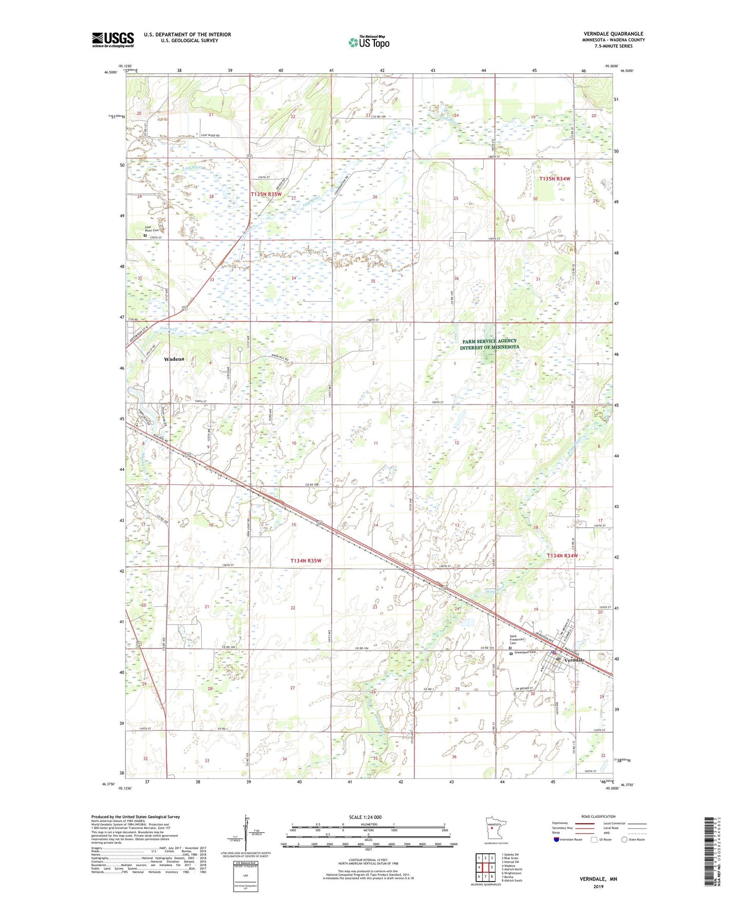 Verndale Minnesota US Topo Map Image