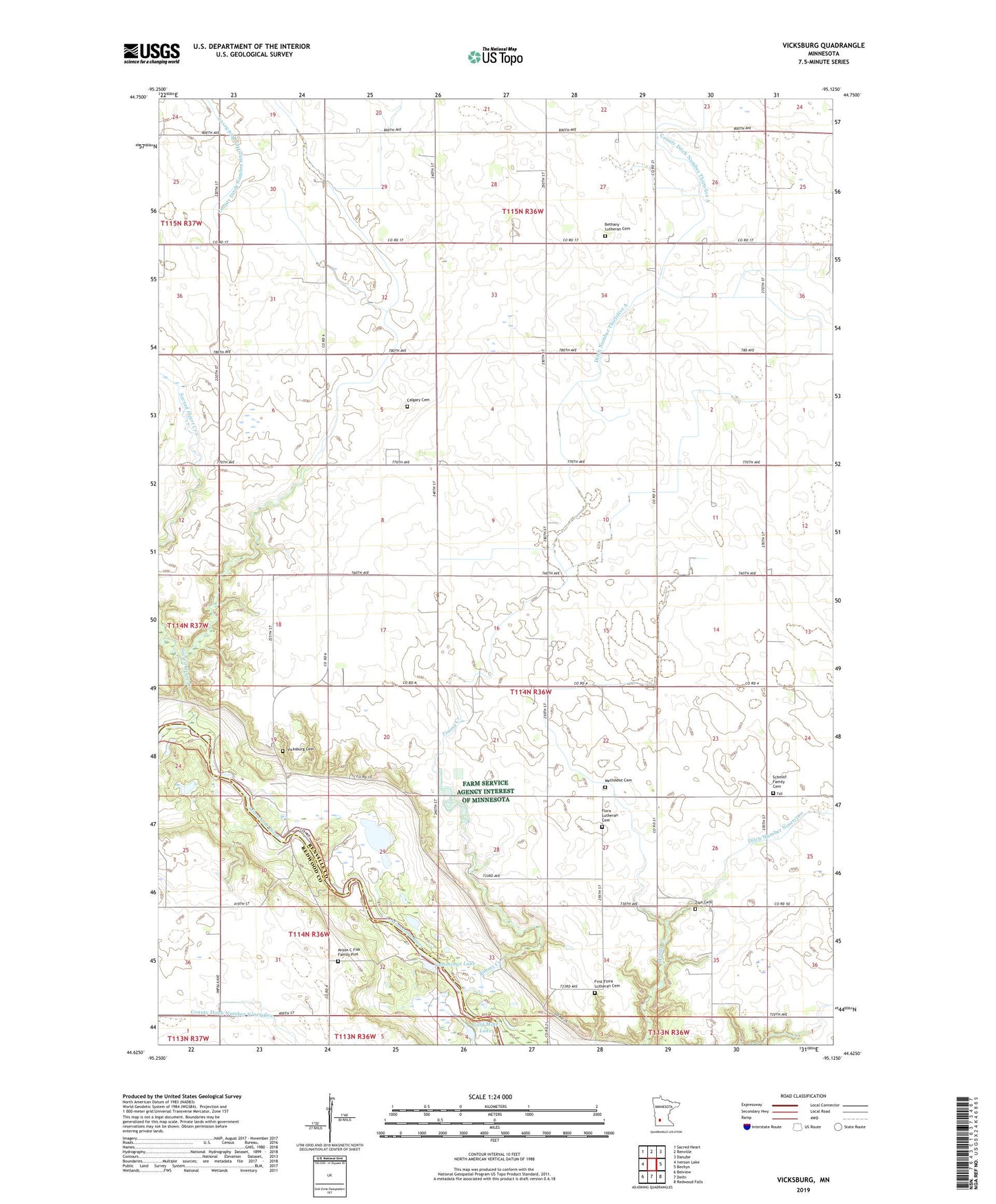 Vicksburg Minnesota US Topo Map Image