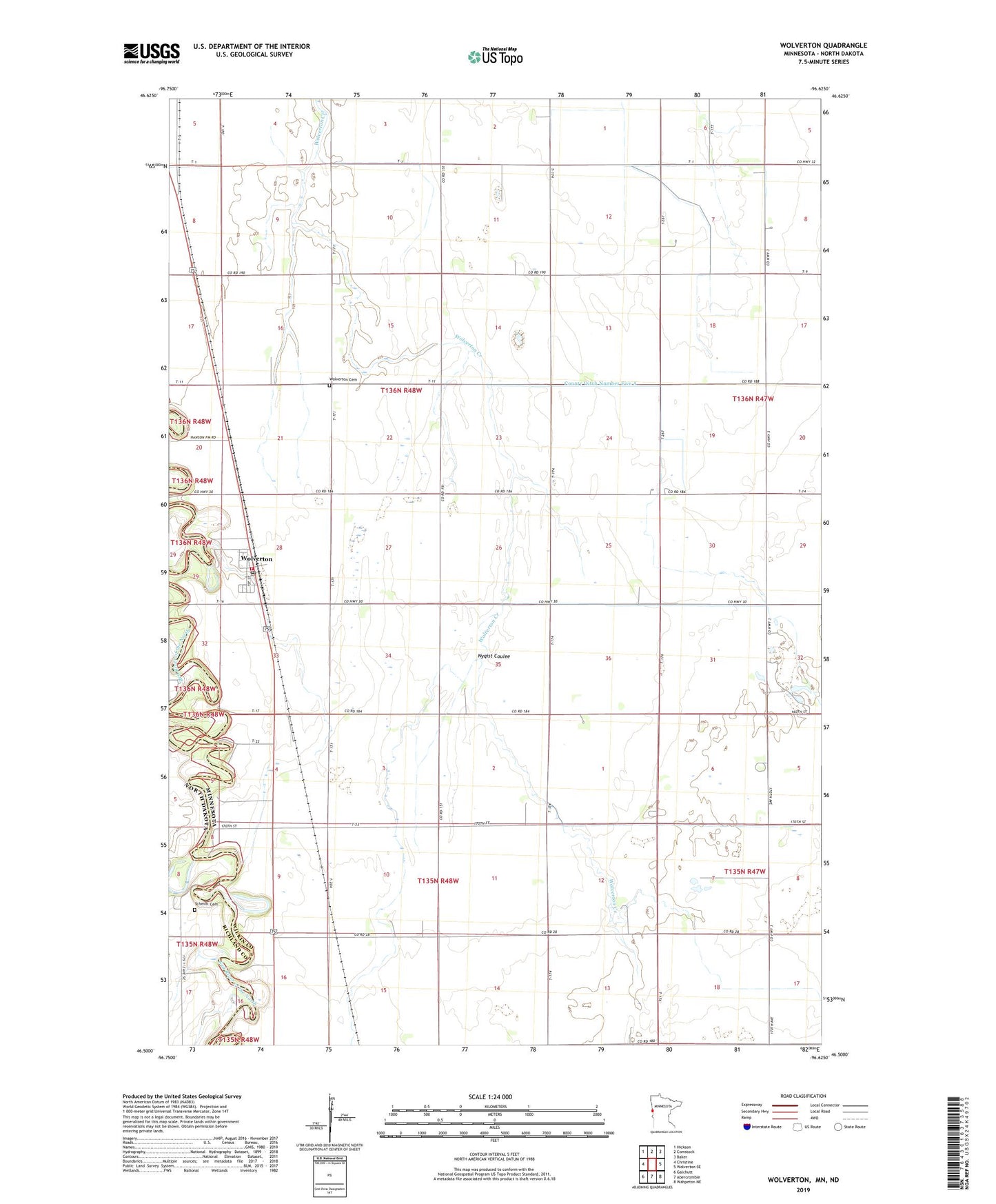 Wolverton Minnesota US Topo Map Image