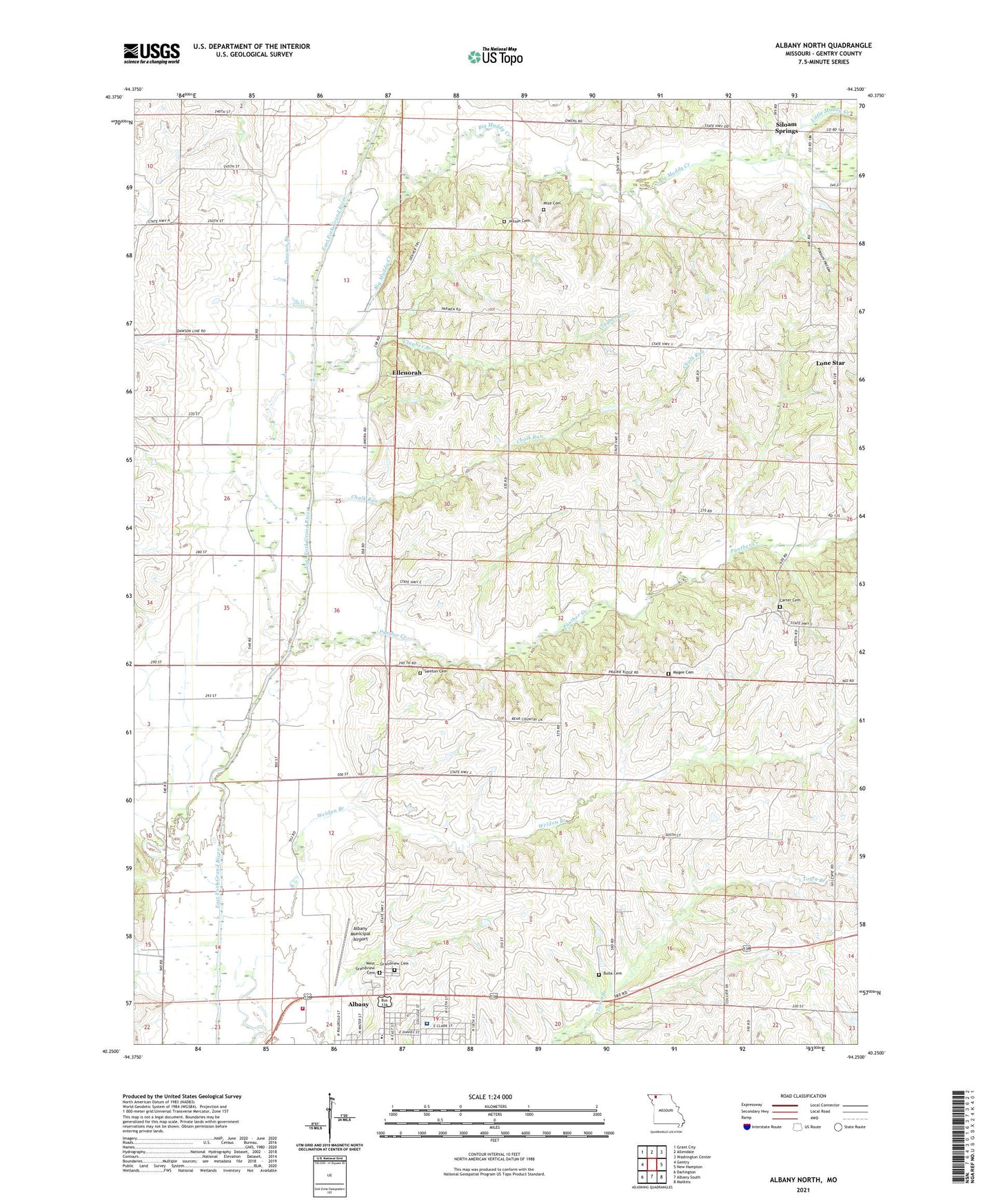 Albany North Missouri US Topo Map Image