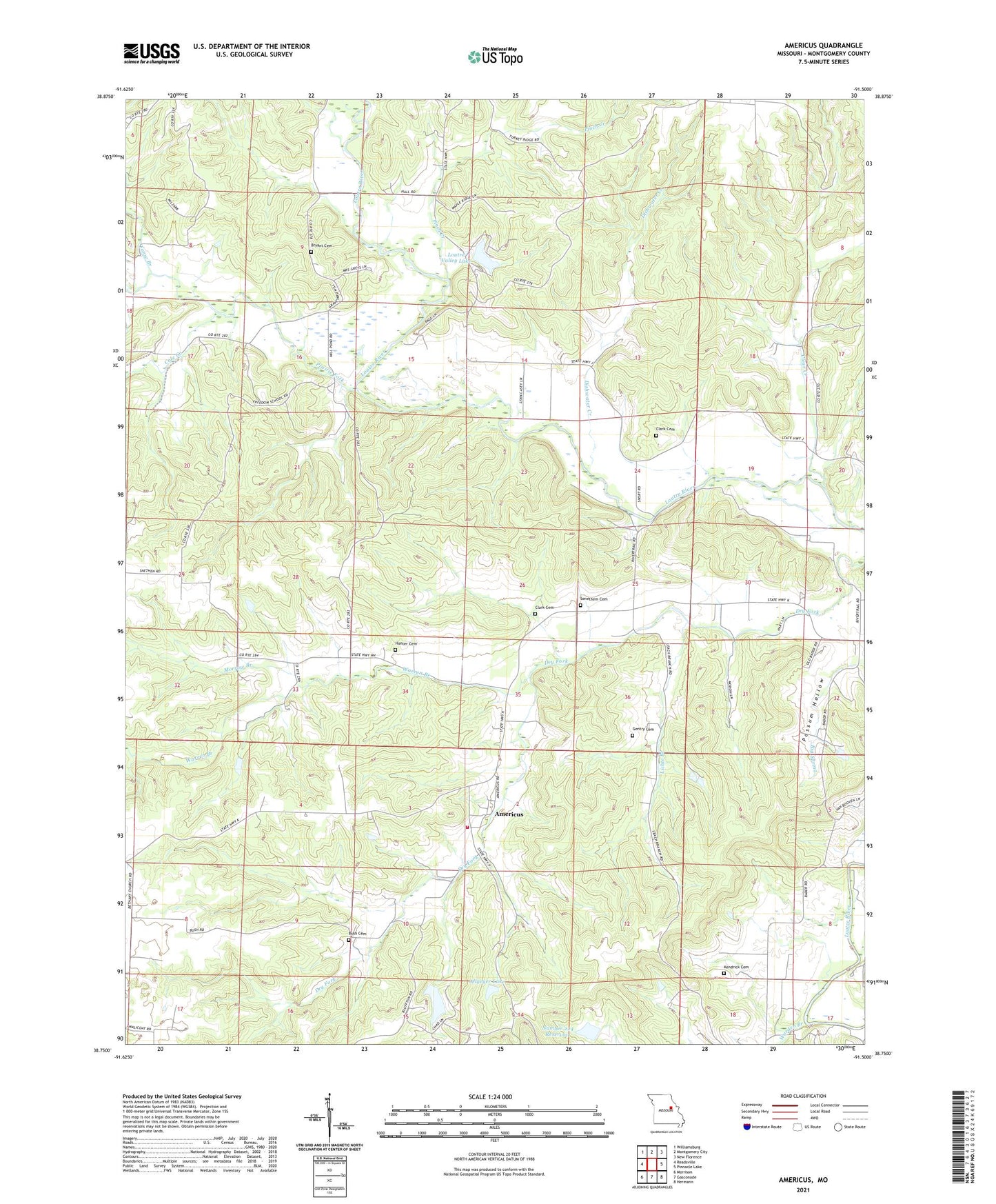 Americus Missouri US Topo Map Image