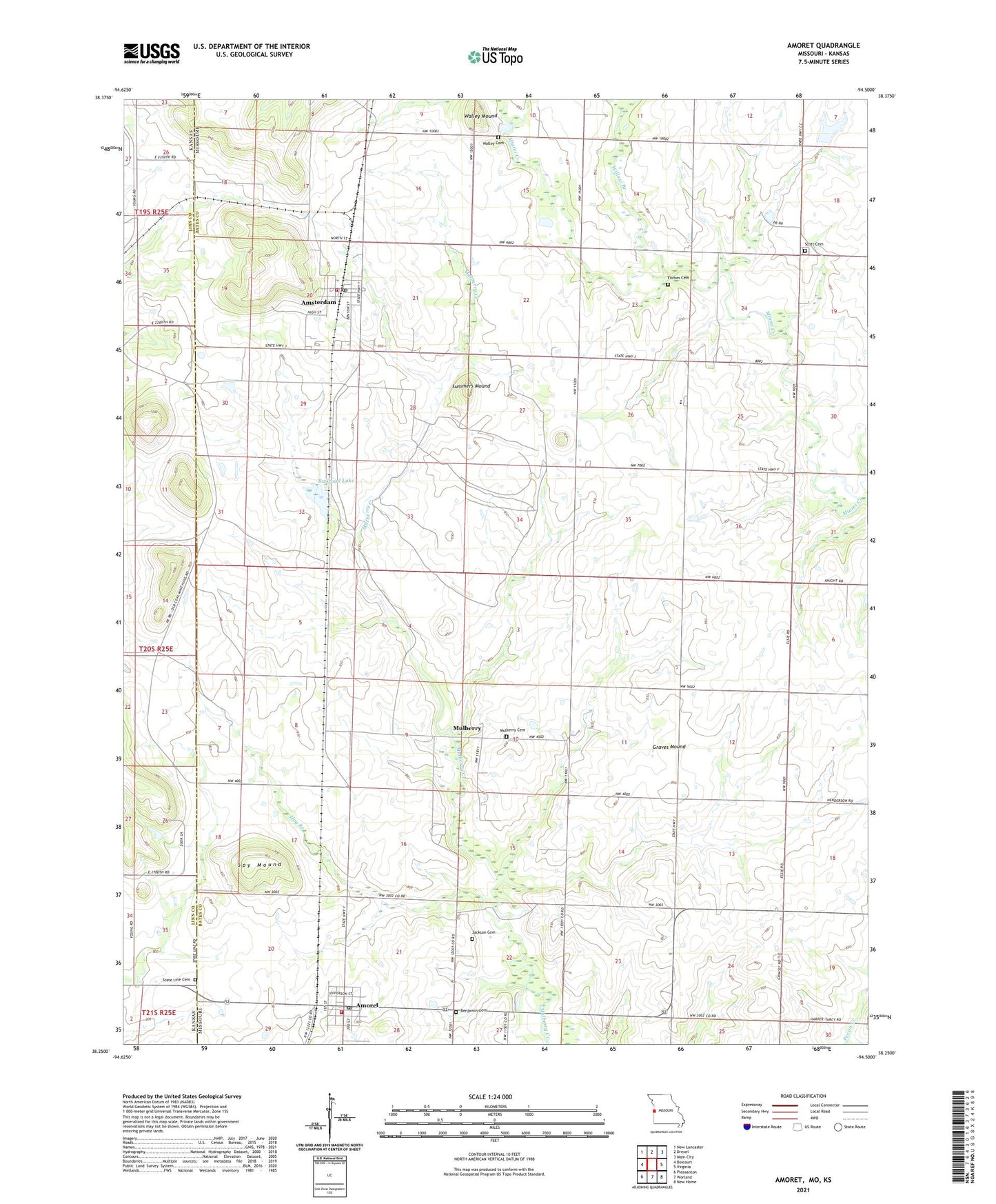 Amoret Missouri US Topo Map Image
