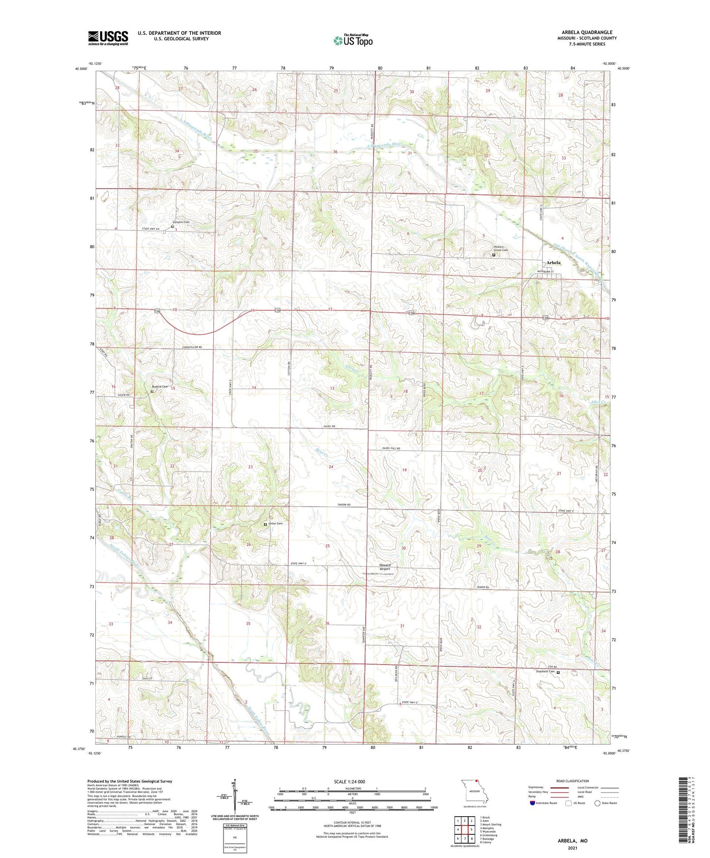 Arbela Missouri US Topo Map Image