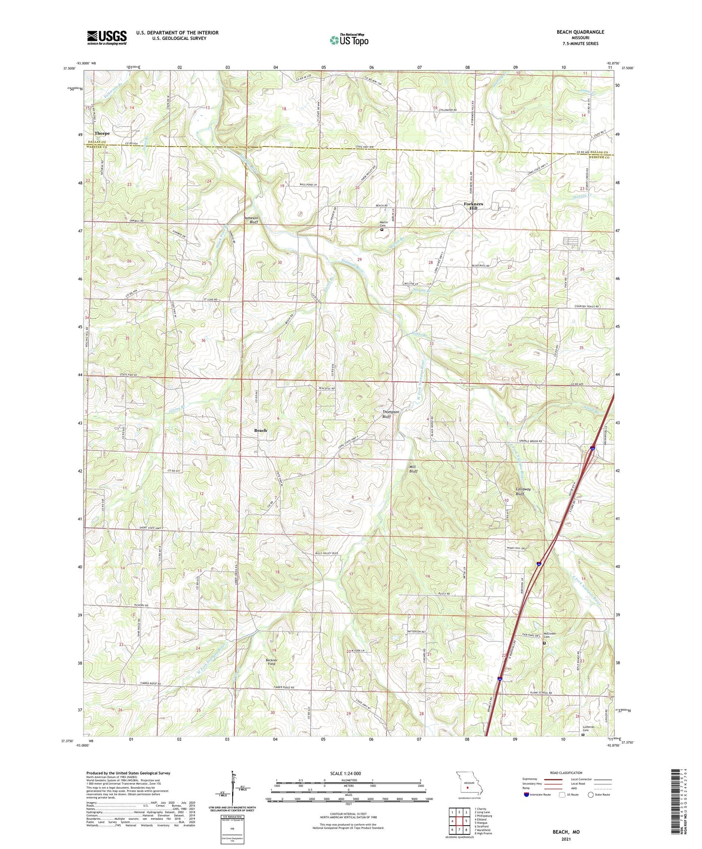 Beach Missouri US Topo Map Image