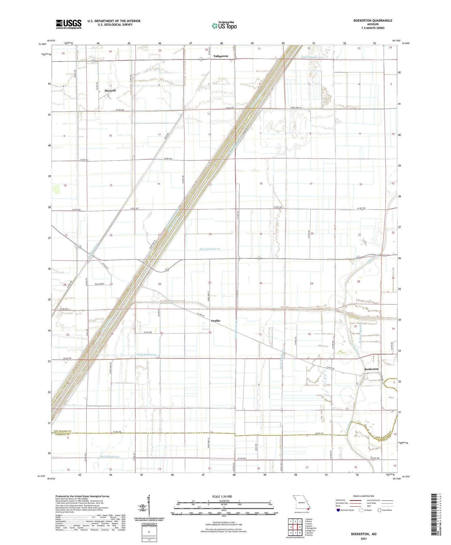 Boekerton Missouri US Topo Map Image