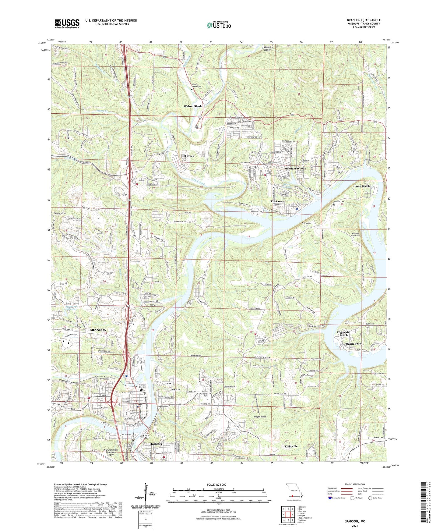 Branson Missouri US Topo Map Image