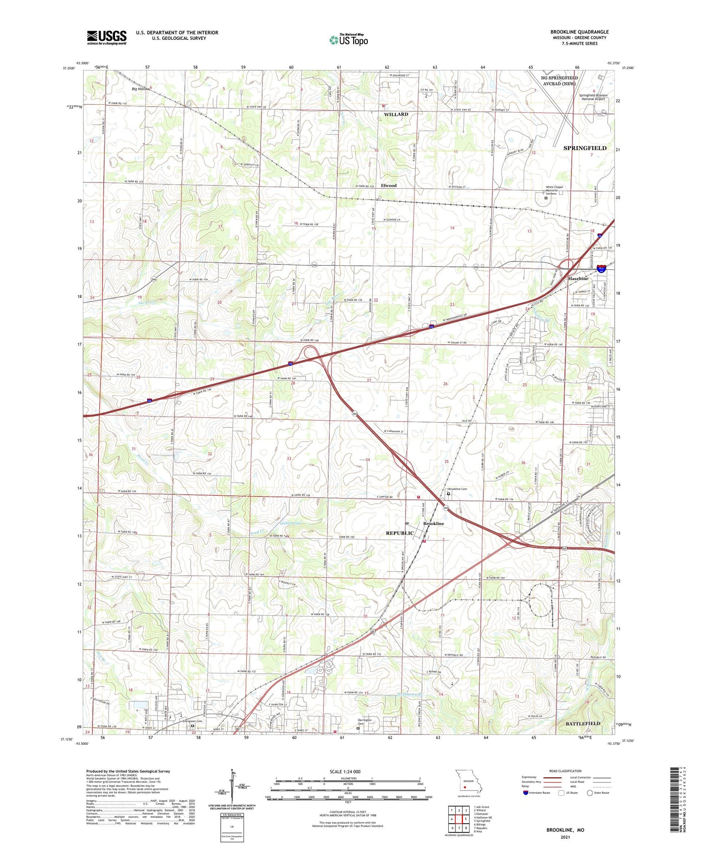 Brookline Missouri US Topo Map Image