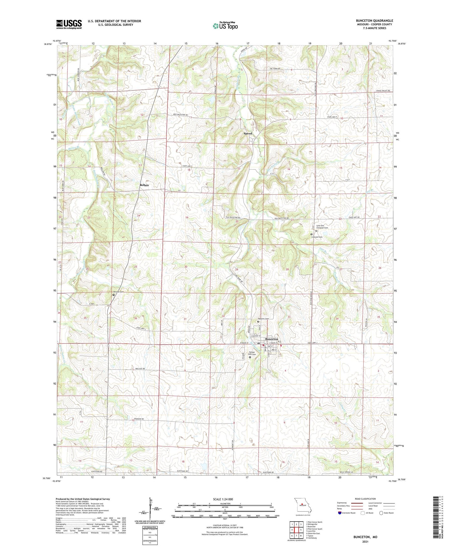 Bunceton Missouri US Topo Map Image