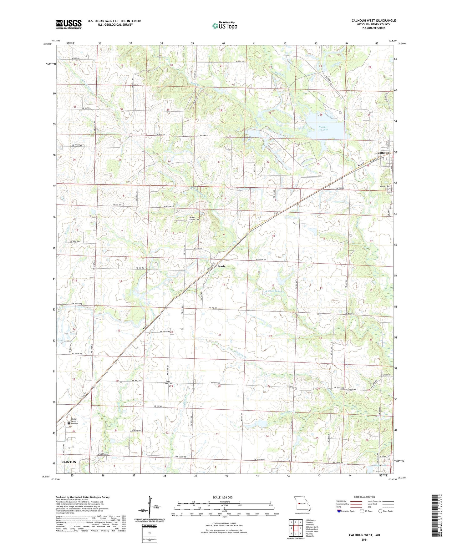 Calhoun West Missouri US Topo Map Image