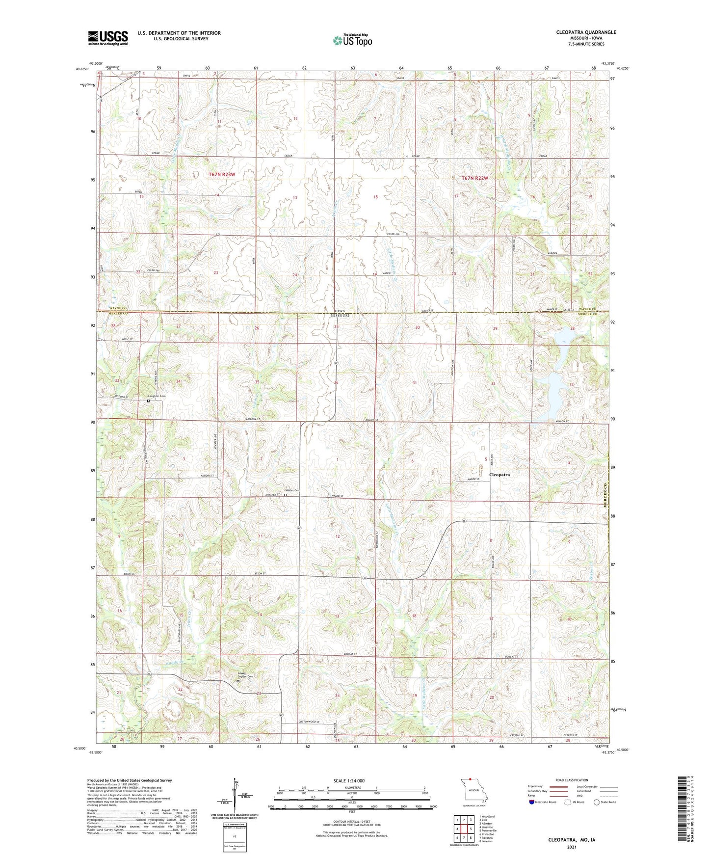 Cleopatra Missouri US Topo Map Image