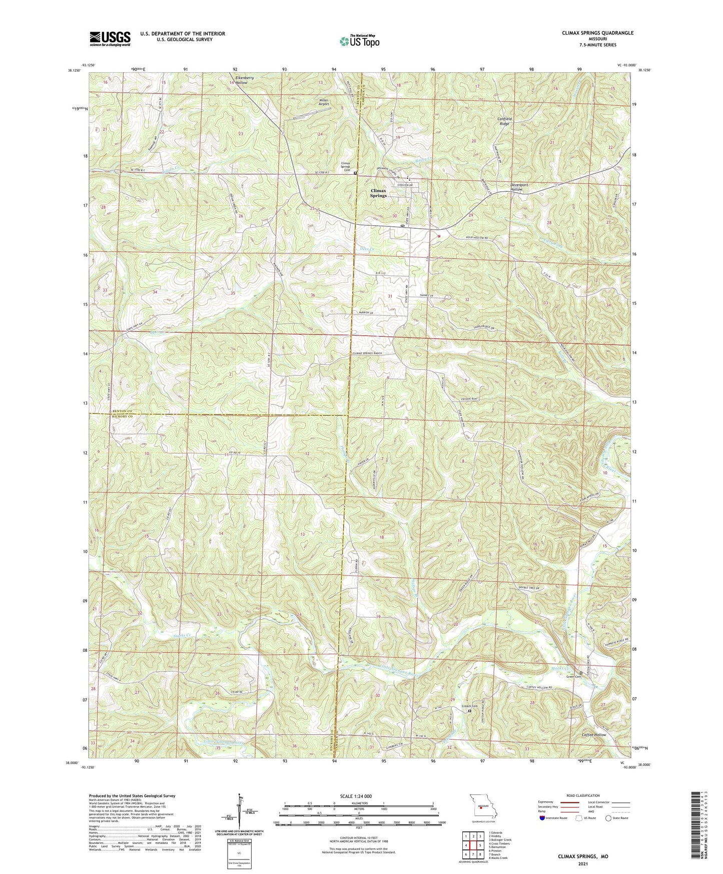 Climax Springs Missouri US Topo Map Image