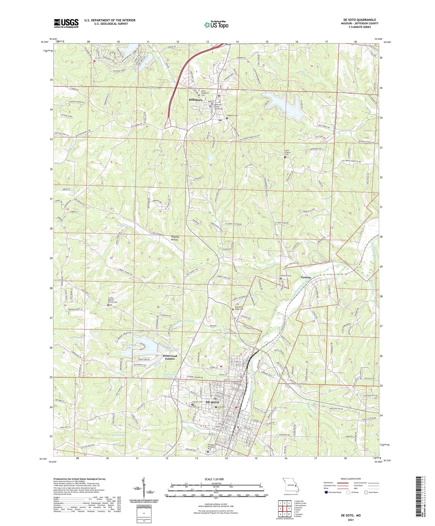 De Soto Missouri US Topo Map Image