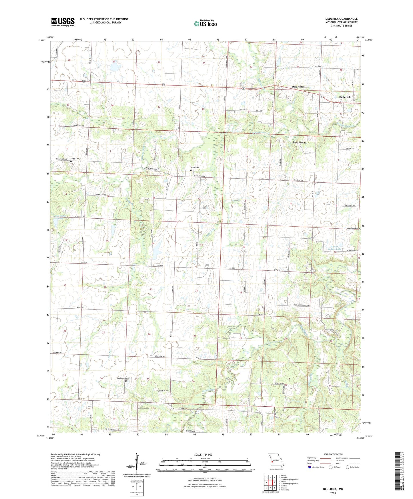 Dederick Missouri US Topo Map Image
