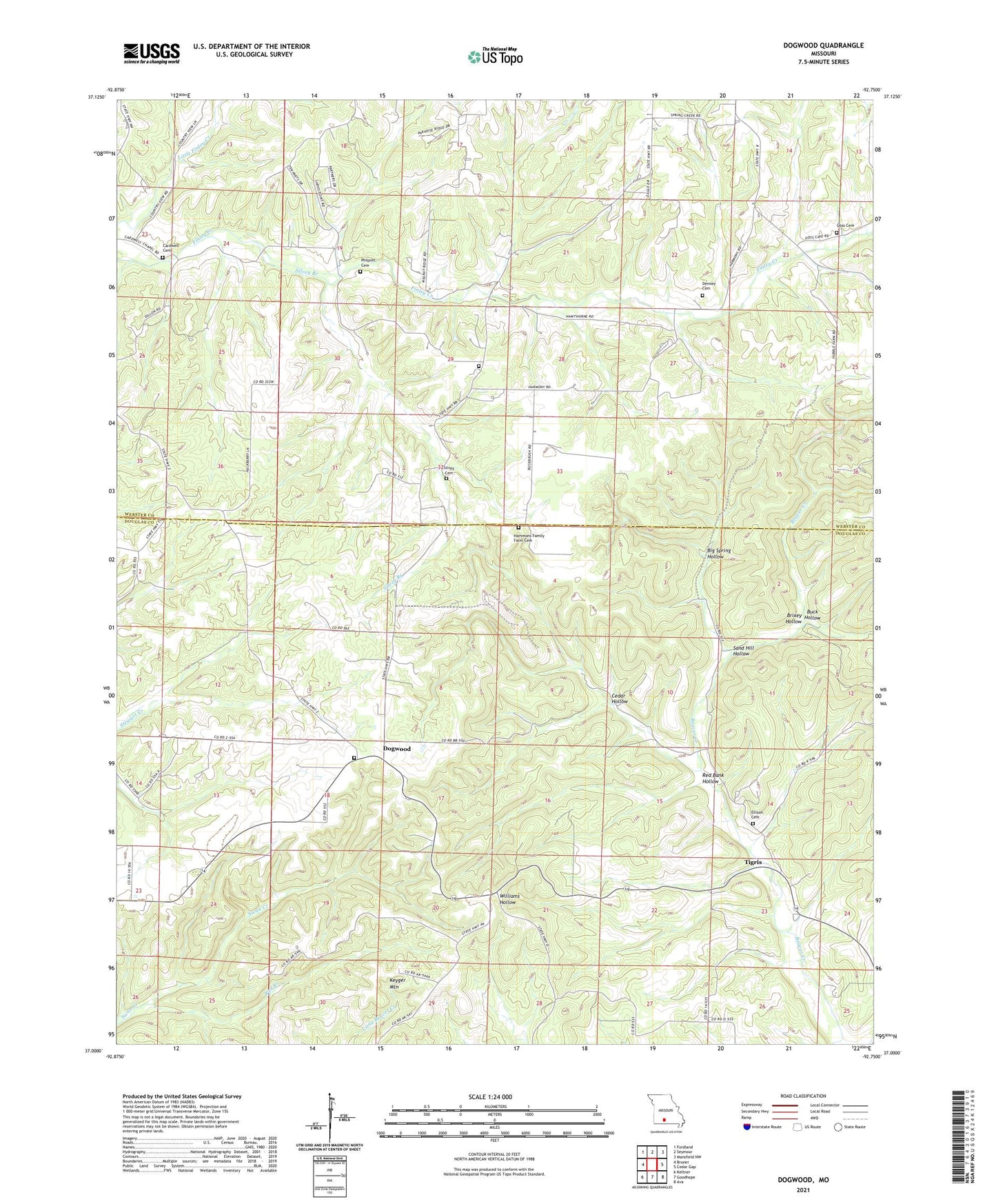Dogwood Missouri US Topo Map Image
