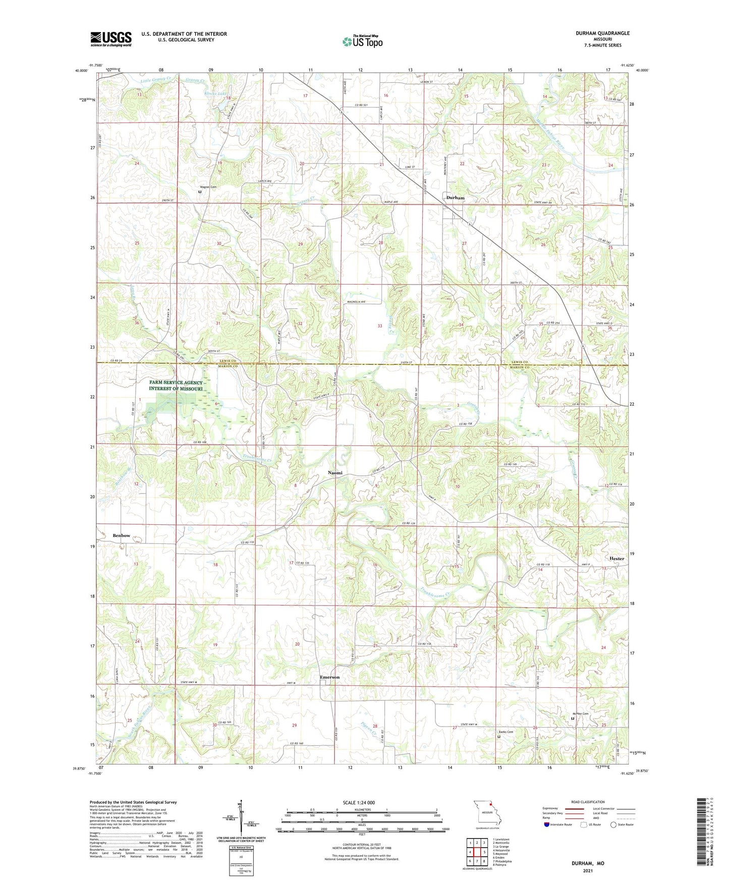 Durham Missouri US Topo Map Image