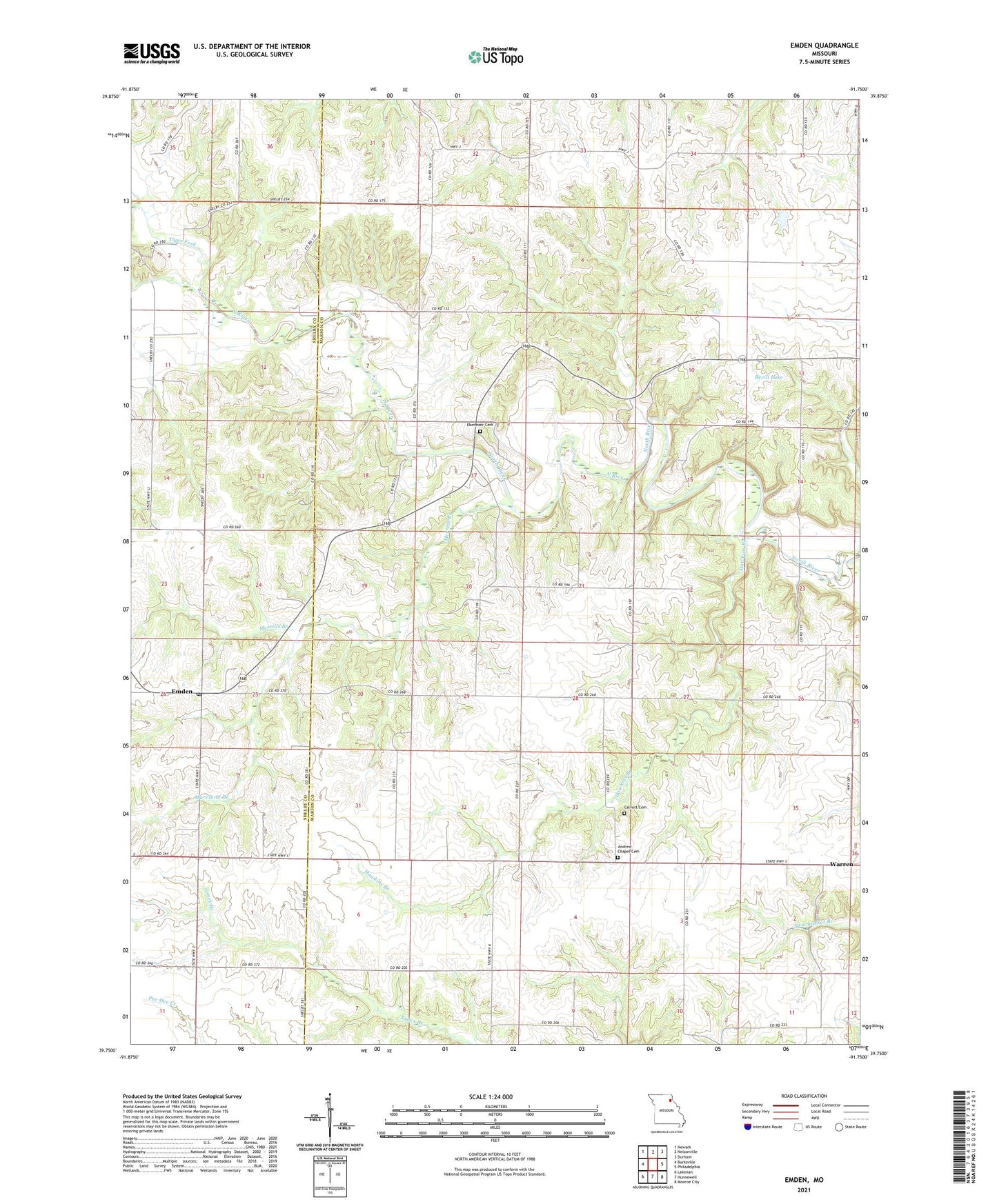 Emden Missouri US Topo Map Image
