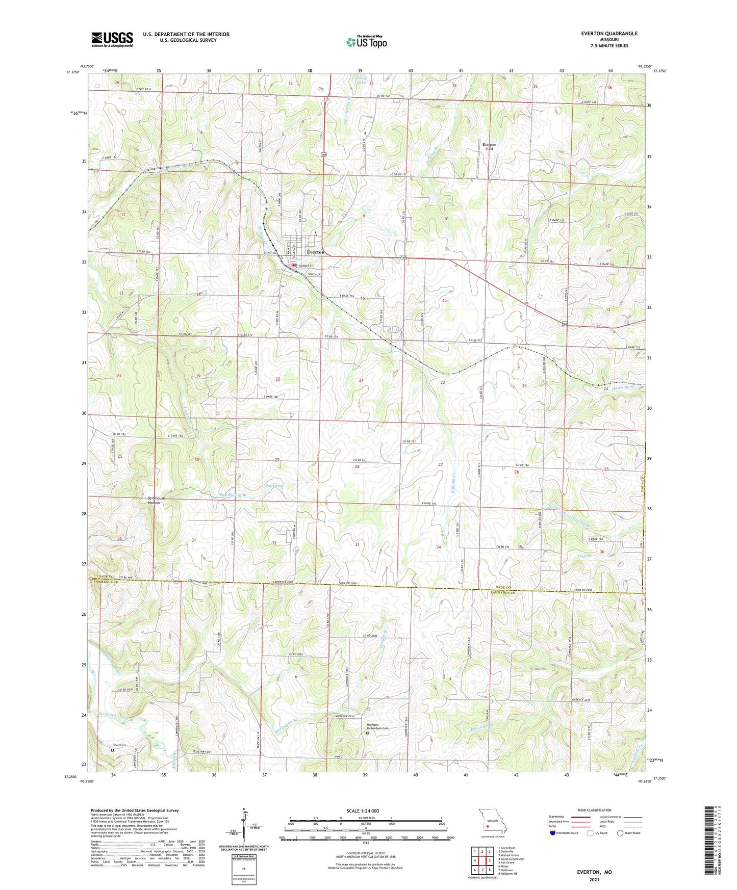 Everton Missouri US Topo Map Image