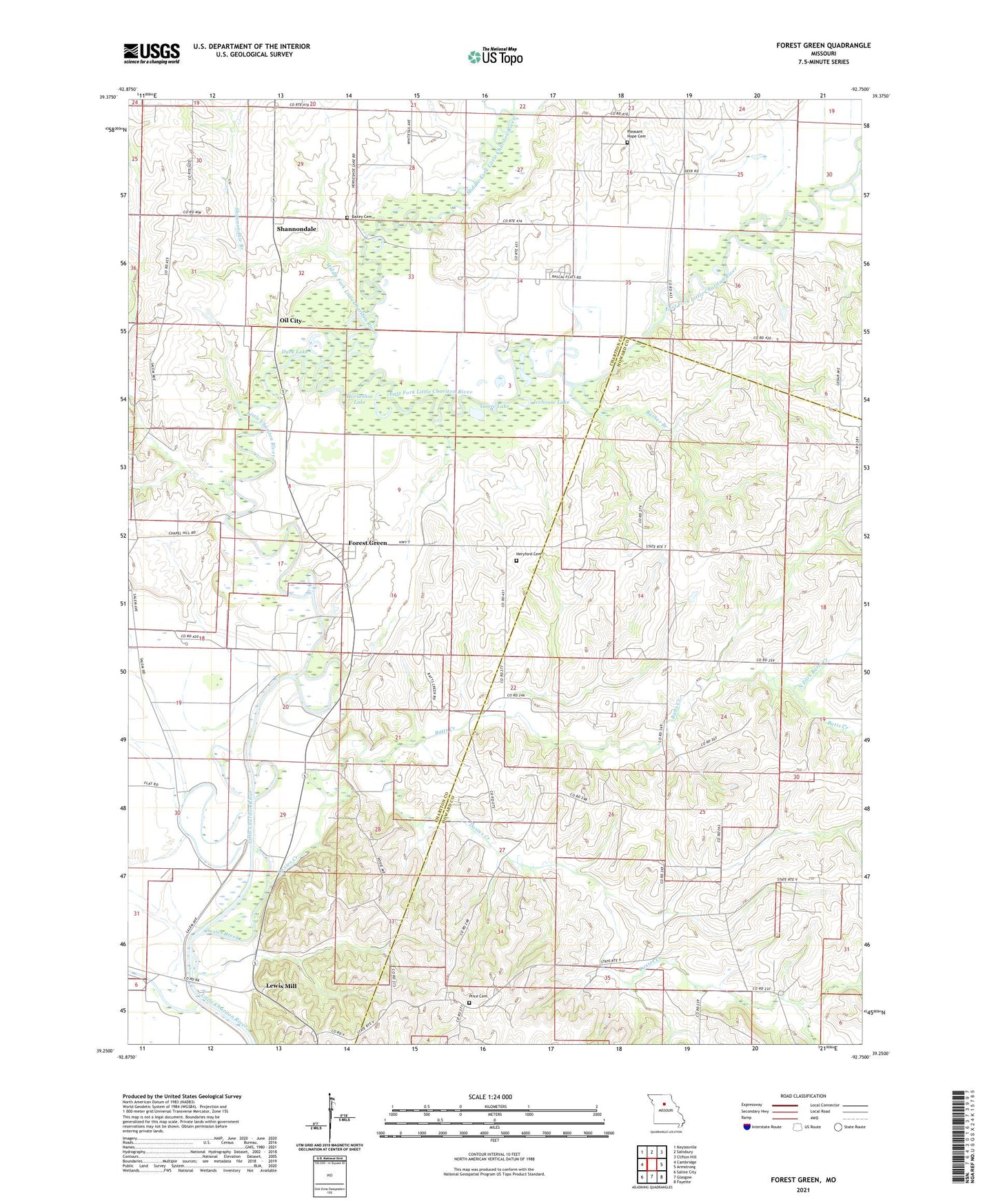 Forest Green Missouri US Topo Map Image