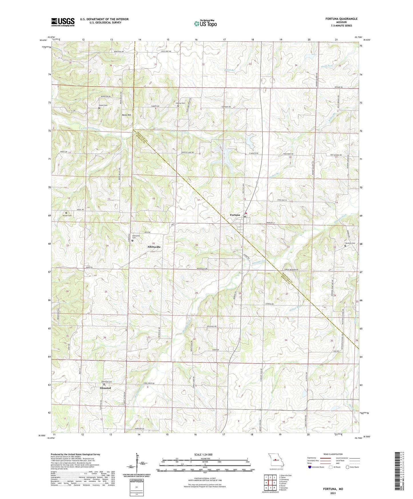 Fortuna Missouri US Topo Map Image