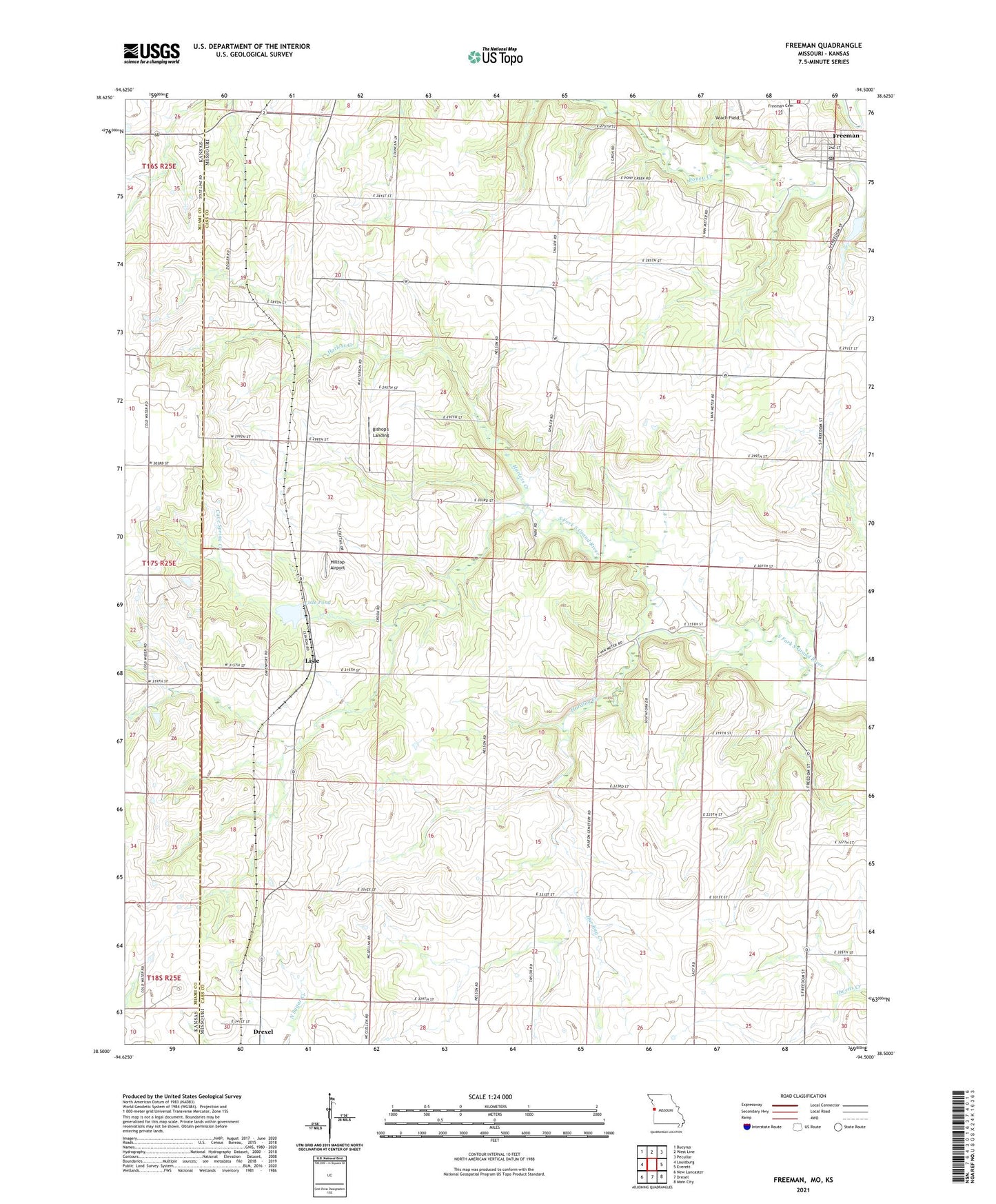 Freeman Missouri US Topo Map Image